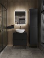 Тумба с раковиной Orange Line 60 Li-60TubMDF+B07-420W подвесная Черная матовая — фото 5, Мебель для ванной