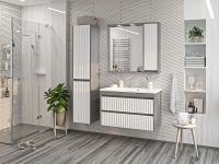 Товар: Зеркало со шкафом Brevita Balaton 90 R BAL-04090-01-01П с подсветкой Белое матовое Серое матовое - фото 6 Зеркало со шкафом Brevita Balaton 90 R BAL-04090-01-01П с подсветкой Белое матовое Серое матовое — фото 6, Мебель для ванной