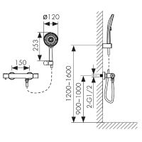 Смеситель для душа Kaiser Serio 05377-3 с термостатом Шлифованное золото — фото 6, Смесители