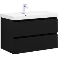 Тумба под раковину Aquanet Вега 2.0 80 337955 подвесная Черная матовая — фото 1, Мебель для ванной