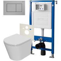 Комплект унитаза с инсталляцией Point Виктория с сиденьем Микролифт и клавишей смыва Сталь брашированная арт-PN48079SB — фото 1, Комплекты унитаз + инсталляция