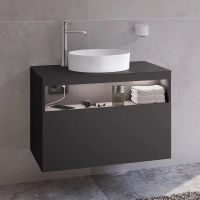 Тумба под раковину Keuco Stageline 80 32864970100 подвесная с подсветкой Вулканит — фото 1, Тумбы под раковину