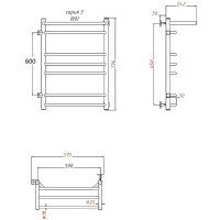 Водяной полотенцесушитель Тругор Браво ПМ 3 П 60x80 L с полкой Хром — фото 2, Водяные полотенцесушители