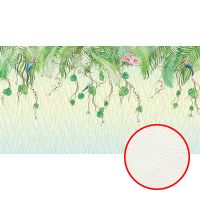 Фреска Ortograf Oasis 32737 Фактура флок FLK Флизелин (5*2,7) Зеленый/Бежевый, Листья/Птицы — фото 1, Фрески