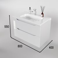 Товар: Тумба под раковину WellWant Riviera 80 WWTRMW842W подвесная Белый глянец антискрейтч - фото 7 Тумба под раковину WellWant Riviera 80 WWTRMW842W подвесная Белый глянец антискрейтч — фото 7, Мебель для ванной