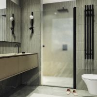 Душевая дверь Maybah Glass MGD-802-6 600x1980 на монопетле Черный стекло сатиновое — фото 1, Душевые двери в нишу