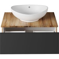 Тумба с раковиной Misty Ива 80 УТ000014119 подвесная Графит Дуб Вотан — фото 3, Мебель для ванной