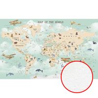 Фреска детская Ortograf Детские 6772 Фактура бархат FX Флизелин (4,4*2,7) Зеленый/Бежевый, Карты/Самолеты/Животные — фото 1, Фрески