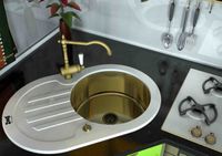 Товар: Кухонная мойка ZorG Glass GL-7851-OV-WHITE-BRONZE Белый / Бронза - фото 2 Кухонная мойка ZorG Glass GL-7851-OV-WHITE-BRONZE Белый / Бронза — фото 2, Кухонные мойки