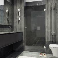 Душевая дверь Maybah Glass MGD-517-4 705x1950 на петлях Хром глянцевый стекло графитовое — фото 1, Душевые двери в нишу