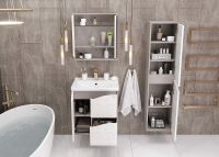 Товар: Зеркальный шкаф Onika Брендон 60.00 206084 Камень светлый Бетон крем - фото 6 Зеркальный шкаф Onika Брендон 60.00 206084 Камень светлый Бетон крем — фото 6, Мебель для ванной