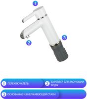 Смеситель для раковины Gappo G03-8 G1003-8 Белый Хром — фото 6, Смесители для раковины