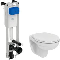 Комплект унитаза с инсталляцией Ideal Standard Prosys Eco Frame Eurovit W660101 с сиденьем Микролифт — фото 1, Комплекты унитаз + инсталляция