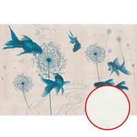 Фреска Ortograf Miracle 33851 Фактура флок FLK Флизелин (4,5*3) Бежевый/Синий, Рыбы — фото 1, Фрески