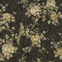 Обои Prima Italiana Ducale 80207 Винил на флизелине (1,06*10,05) Черный/Золото, Цветы/Птицы — фото 1, Обои для стен