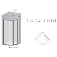 Душевой уголок Ravak Supernova SKCP4-90 90x90 3117O10NZ1B профиль Белый стекло Transparent — фото 5, Душевые уголки четверть круга