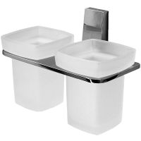 Стакан для зубных щеток WasserKRAFT Lopau K-6028D двойной Хром — фото 1, Мыльницы