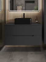 Товар: Тумба с раковиной Orange Line 100 Li-100TugMDF+B02-460MB подвесная Графит матовый - фото 3 Тумба с раковиной Orange Line 100 Li-100TugMDF+B02-460MB подвесная Графит матовый — фото 3, Мебель для ванной