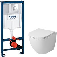 Комплект унитаза Grossman GR-4455S с инсталляцией Grohe Rapid SL 38721001 с сиденьем Микролифт и клавишей смыва Хром — фото 1, Комплекты унитаз + инсталляция