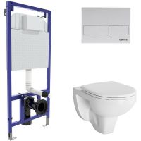 Комплект унитаза с инсталляцией Berges Novum 042428 с сиденьем Микролифт и Белой клавишей смыва — фото 1, Комплекты унитаз + инсталляция