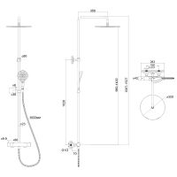 Душевая система Whitecross Y brushed gold Y1254TOPGLB с термостатом Брашированное золото — фото 3, Душевое оборудование. Душевая программа