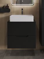 Тумба с раковиной Orange Line 60 Li-60TubMDF+B04-500W подвесная Черная матовая — фото 3, Мебель для ванной