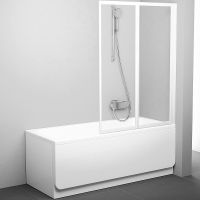 Шторка на ванну Ravak Behappy VS2 105 796M0100Z1 профиль Белый стекло Transparent — фото 2, Складные шторки для ванной