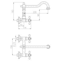 Смеситель для раковины Rav Slezak Morava retro MK502.5/28SM Бронза — фото 2, Смесители для раковины
