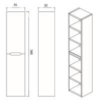 Товар: Шкаф пенал Creto Malibu 35 7-1035W подвесной White - фото 2 Шкаф пенал Creto Malibu 35 7-1035W подвесной White — фото 2, Пеналы для ванной комнаты