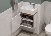 Тумба под раковину Aquaton Эклипс М 45 L 1A172801EK49L подвесная Белый Эбони светлый — фото 5, Мебель для ванной