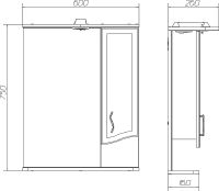 Зеркало со шкафом DIWO Переславль 60 R PER.Z.60/P/W с подсветкой Белое — фото 7, Мебель для ванной