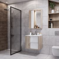 Тумба под раковину Aquaton Бостон 60 1A252501BN010 подвесная Дуб эврика Белый — фото 4, Тумбы под раковину