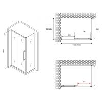 Душевой уголок Abber Schwarzer Diamant 140x60 AG30140MH-S60M профиль Хром стекло матовое — фото 5, Прямоугольные душевые уголки