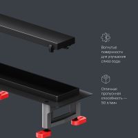 Душевой лоток AM.PM MasterFlow 80 W01SC-U11-080-04BM с Черной матовой решеткой / под плитку Tile — фото 25, Душевые лотки