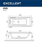 Акриловая ванна Excellent Ava 160x70 WAEX.AVA16.RELAX.BR с гидромассажем — фото 8, Ванны