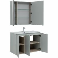 Комплект мебели для ванной Aquanet Алвита New 100 274198 подвесной Серый матовый — фото 4, Мебель для ванной