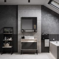 Тумба под раковину Aquaton Лофт Урбан 80 1A247601LQX60 подвесная Cерый графит Дуб орегон — фото 16, Мебель для ванной