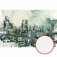Фреска Ortograf Небоскребы 30363 Фактура бархат FX Флизелин (4,1*2,7) Бирюзовый/Серый, Город/Абстракция — фото 1, Фрески