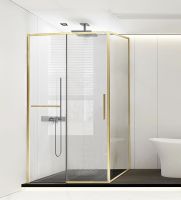 Душевой уголок Vincea Slim Soft 150x90 VSR-1SS9015CLG профиль Брашированное золото стекло прозрачное — фото 1, Прямоугольные душевые уголки