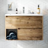 Тумба с раковиной STWORKI Карлстад 75 418862 подвесная Дуб рустикальный — фото 2, Тумбы с раковиной