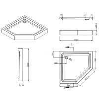 Душевой уголок Esbano ESR-8170 100x100 ESUGR8170 профиль Хром стекло рифленое — фото 10, Душевые уголки трапеция
