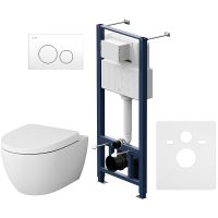 Комплект унитаза с инсталляцией AM.PM Awe IS49001.111738 с сиденьем Микролифт и Белой клавишей смыва — фото 1, Комплекты унитаз + инсталляция