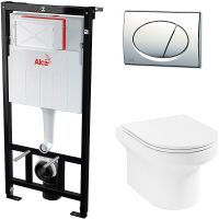 Комплект унитаза Jacob Delafon Elite EDX114RU-00 с инсталляцией Alcaplast Sadromodul AM101/1120-3:1 RU M71-0001 с сиденьем Микролифт и клавишей смыва Хром — фото 1, Комплекты унитаз + инсталляция