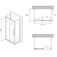 Душевой уголок Abber Schwarzer Diamant 150x50 AG30150H-S50-S50 профиль Хром стекло прозрачное — фото 5, Прямоугольные душевые уголки