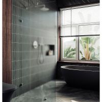 Душевая перегородка Maybah Glass MGD-270-4 990x1950 коннектор стена-стекло Хром глянцевый стекло сатиновое — фото 1, Душевые перегородки