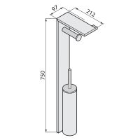 Напольная стойка Novellini Kuadra R90AKFPRS-H Черная матовая — фото 3, Стойки - набор держателей