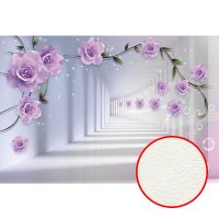 Фреска Ortograf 3D 6656 Фактура флок FLK Флизелин (3,1*1,96) Голубой/Сиреневый, Цветы/Архитектура — фото 1, Фрески