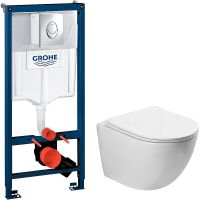 Комплект унитаза Vincea Globo VT1-14S с инсталляцией Grohe Rapid SL 38721001 с сиденьем Микролифт и клавишей смыва Хром — фото 1, Комплекты унитаз + инсталляция