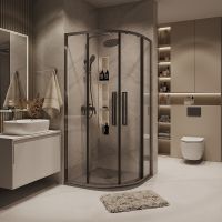 Душевой уголок Grossman Cosmo 100х100 301.K33.02.1010.42.00 профиль Графит сатин стекло прозрачное — фото 1, Душевые уголки четверть круга