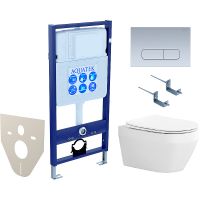 Комплект унитаза с инсталляцией Aquatek Set Aquatek Лея cm-014 4в1 с сиденьем Микролифт и клавишей смыва Хром матовый — фото 1, Комплекты унитаз + инсталляция